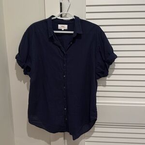 Xirena Channing shirt in navy, small, 100% cotton